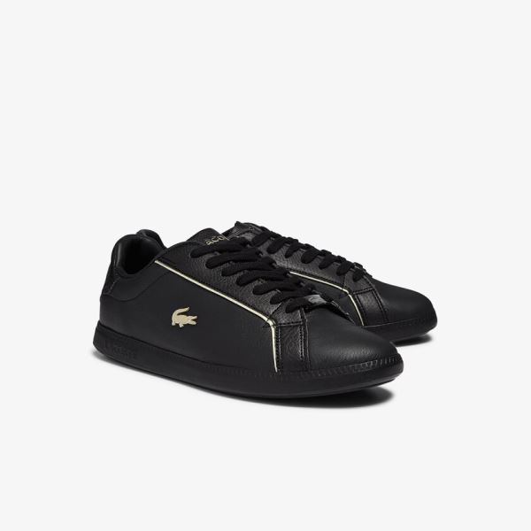 Lacoste Graduate Leather Metallic Detailing Sneakers Dámské - Tenisky Černé | CZ-kkJZi6